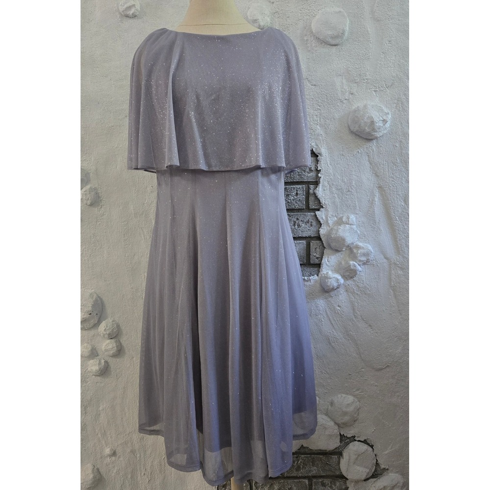 J. Taylor Lavender Glitter Capelet Overlay Dress Purple Size 14 Cocktail Wedding